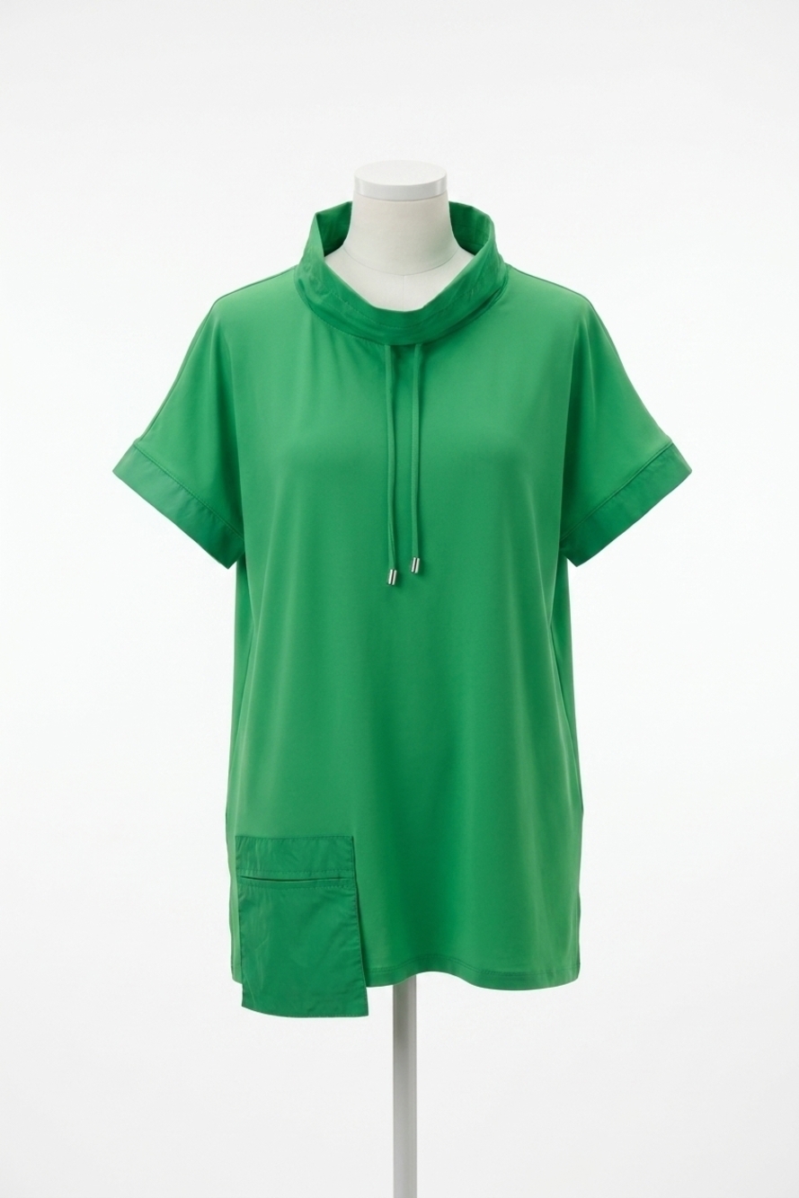 NEW JOSEPH RIBKOFF cowl neck pullover with pocket in island green